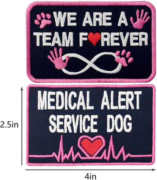 Service Dog Medical Not All Disabilities Are Visible Alert Vest/Harnesses Morale Tactical Patch Embroidered Badge Fastener Hook & Loop Emblem, 6 Pcs, Pink