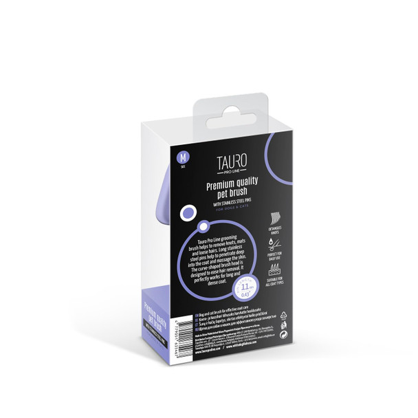 Tauro Pro Line - Slicker Brush Rectangular M Premium Brush For Dogs And Cats With Soft, Flexible Cushion Ergonomic Design. Included: 1X Grooming Brush In Purple, Dimensions: Rectangular, 9 X 17 Cm