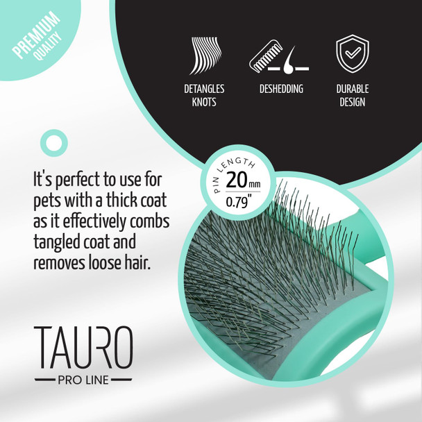 Tauro Pro Line - Slicker Brush Rectangular S Premium Brush For Dogs And Cats With Soft, Flexible Cushion Ergonomic Design. Included: 1X Grooming Brush In Mint, Dimensions: Rectangular, 7 X 16 Cm