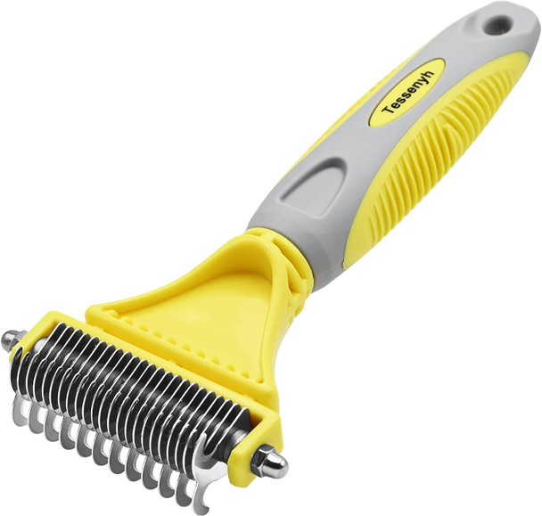 Professional Dog Brush For Shedding, Undercoat Rake For Medium And Long Haired & Double Coated Dogs, Double Sided Design With 12+23 Blades Professional Dog Brush For Shedding, Undercoat Rake For Medium And Long Haired & Double Coated Dogs, Double Sided Design With 12+23 Blades