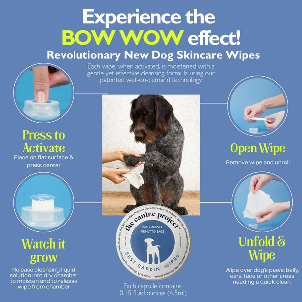 Best Barkin' Wipes With Mesh Bag, Dog Wipes For Paws Ears And Butt, Micellar Aloe Scented Travel Friendly Puppy Wipes (12-Pack)