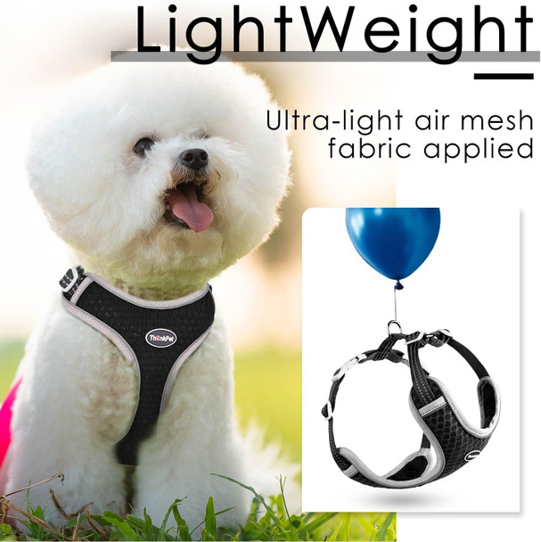 Thinkpet Harness And Leash Set Reflective Breathable Soft Air Mesh No Pull Puppy Choke Over Head Vest Ventilation Harness With Leash For Puppy Small Medium Dogs And Cats