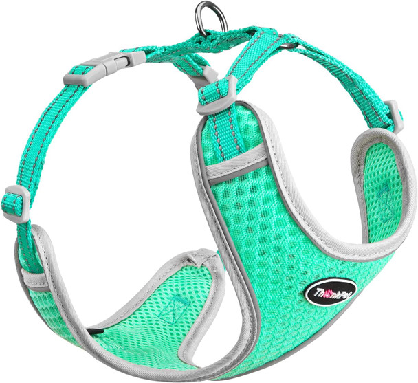 Thinkpet Reflective Breathable Soft Air Mesh No Pull Puppy Choke Over Head Vest Harness For Puppy Small Medium Dogs And Cats Teal Small