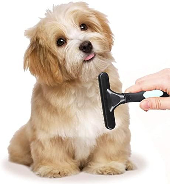 Pet Dematting Undercoat Rake + 2 Pack Dog Pet Bath Grooming Brush - Undercoat Rake Grooming Tool Deshedding Tangles Removing - Shedding Brush Dematting Undercoat Comb Dogs And Cats, Blue