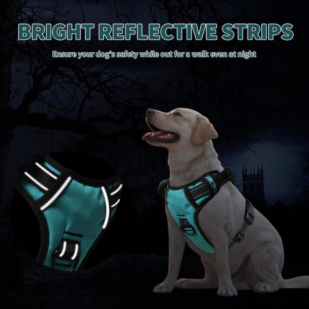 Timos No Pull Dog Harness, Front Clip Dog Vest Harness For Medium Dog, Reflective Adjustable Soft Padded Puppy Harness With 2 Metal Rings 2 Buckles, Easy Control Training Handle, Turquoise, M
