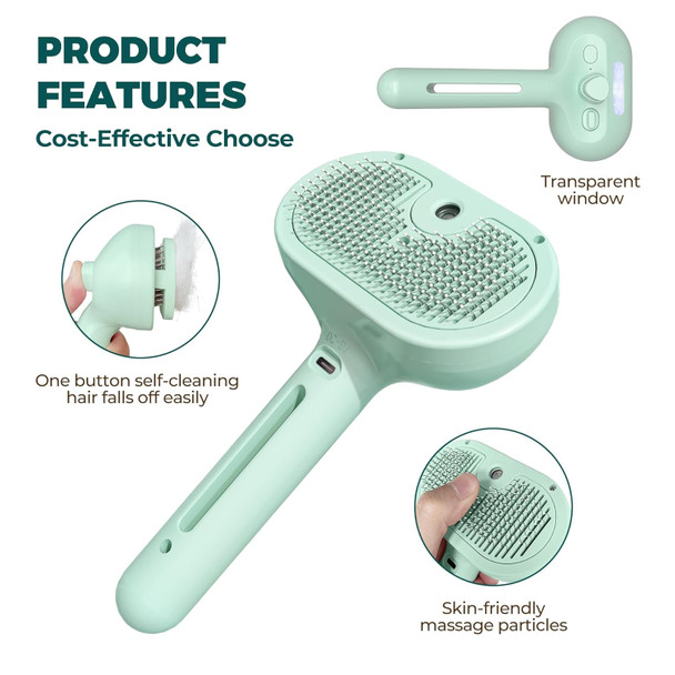 3 In 1 Pet Brush Selfclean Cat Brush With Steam Cat & Dog Bath Supplies Hand Brush Cat Hair Brush & Dog Hair Brush Steam Brush For Cats, Dog Brushes For Grooming (Green) 3 In 1 Pet Brush Selfclean Cat Brush With Steam Cat & Dog Bath Supplies Hand Brush Cat Hair Brush & Dog Hair Brush Steam Brush For Cats, Dog Brushes For Grooming (Green)