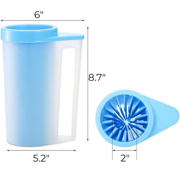 Dog Paw Cleaner Cup For Large Breed, Large Pet Foot Washer, Muddy Feet Cleaner With Handle, 2 In 1 Portable Silicone Pet Cleaning Brush For Grooming, Pet For Dogs Owners, Large, Blue