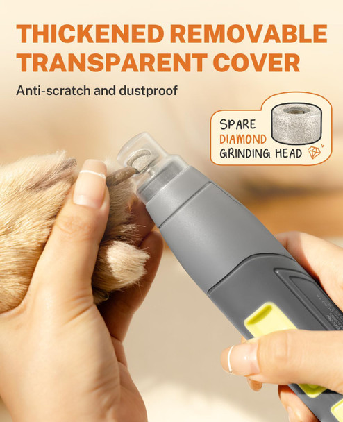 Toozey Dog Nail Grinder With Led Light, Professional 2-Speed Electric Pet Nail Trimmer With 2 Grinding Wheels, Rechargeable Quiet Dog Nail File Painless Paws Grooming For Small Medium Large Dog & Cat