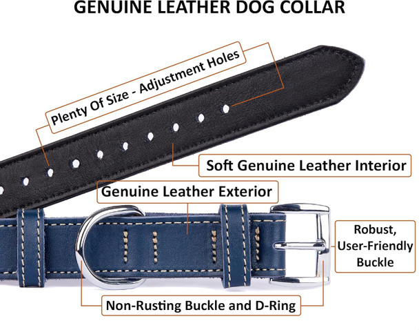 Soft Leather Dog Collar Dog Collars For Small, Medium And Large Dogs Durable Heavy Duty Dog Collars