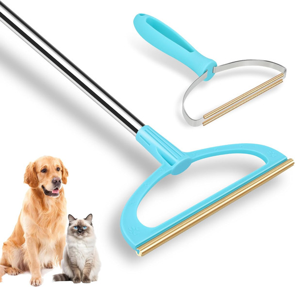 Carpet Rake For Pet Hair Removal, Reusable Pet Hair Removal Tool 56” Adjustable Long Handle Pet Hair Removal Broom, Cat Dog Hair Remover Carpet Brush Scraper For Rugs, Mats, Couch