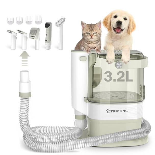Dog Grooming Vacuum For Shedding - Dog Grooming Kit With 6 Proven Tools For Deshedding Dematting Trimming And Cleaning Vacuum Suction 99% Pet Hair, 3.2L Dust Box, 3 Modes With Low Noise