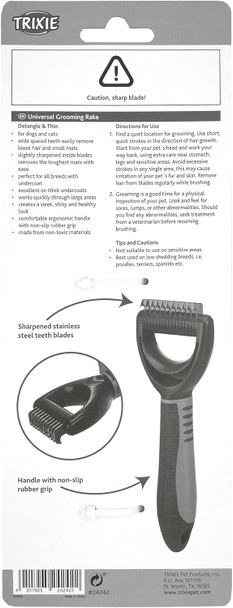 Trixie Pet Universal Grooming Rake For Cats And Dogs, Detangle And Thin, 2.5 X 7 (6X18Cm)
