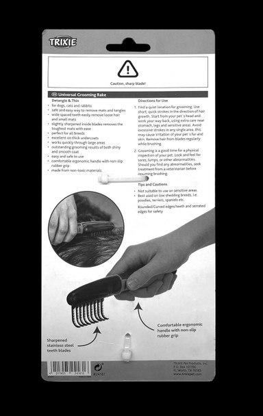 Trixie Pet Universal Grooming Rake For Cats And Dogs, Removes Mats And Tangles 7 (18Cm)