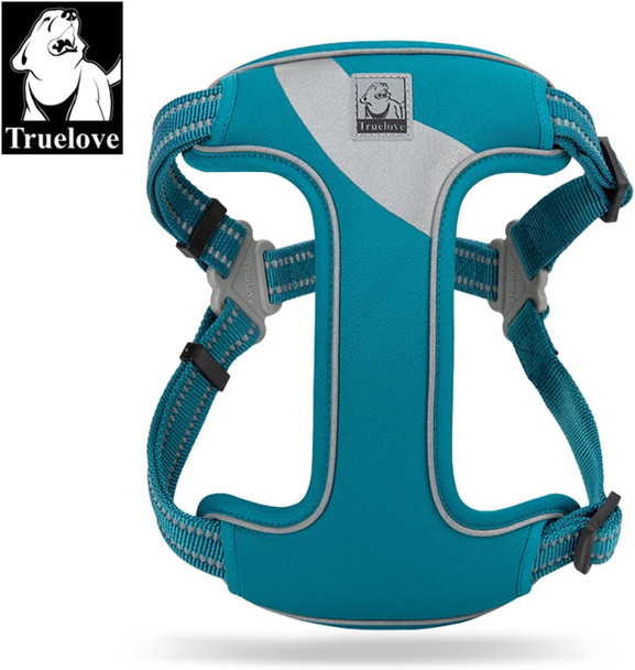 True Love Dog Harness Tlh5991 Anti Pull Safety Vest Step-In Style Harness For More Comfort And Less Tug Reflective Pet Harness By Truelove Blue