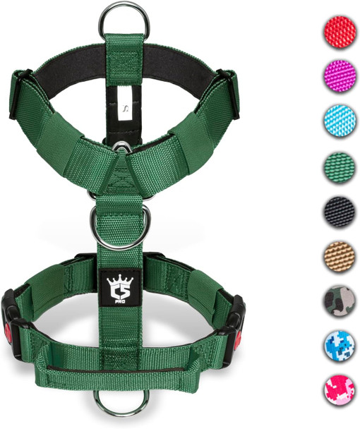 Tspro Tactical Dog Harness, Adjustable Dog Vest Harnesses With Handle, Quick-Release Buckle, 1.25 Inch Wide Strong Padded Thick Pet Harness Heavy Duty Harness For Dogs (For 30-50 Lbs Dogs, Green-S)
