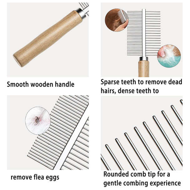 Undercoat Rake For Dogs, Long Tooth Dog Grooming Rake + Deshedding Brush Comb, Dematting Tool Set Pet Beauty Brushes For Grooming Middle Large Dog Longhair Cat Horse, German Shepherd Comb Husky Brush