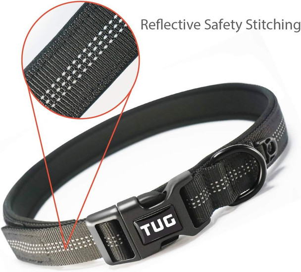 Tug Reflective And Soft Padded Dog Collar (Medium)