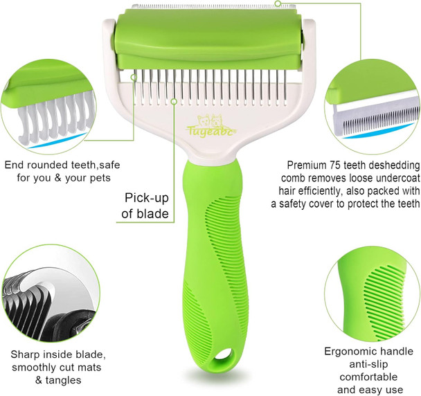 Pet Grooming Brush - 2 In 1 Dog Brush For Shedding & Dematting Undercoat Rake, Switchable Cutter Head, Reduces Shedding By Up To 95%, Great For Short To Long Hair Breed'S Mats & Tangles Removing