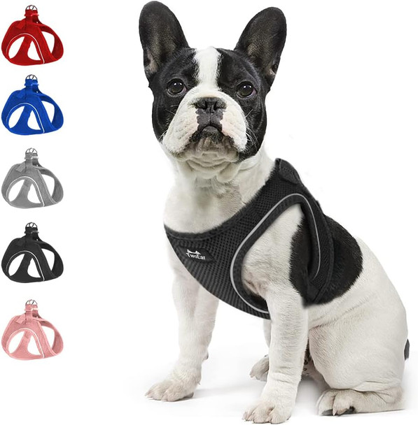 Twoear Dog Vest Harness Reflective, No-Pull Pet Harness Easy Control With Breathable Mesh, Soft Dog Walking Chest Harness No-Choke For Outdoor Walking, Training For Large Dogs(L, Black)