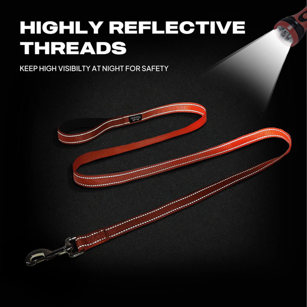 Twoear 6Ft Dog Leashes For Large Dogs Heavy Duty, Comfortable Soft Padded Handle, Reflective Nylon Dog Leash For Small Medium And Large Dogs,Orange