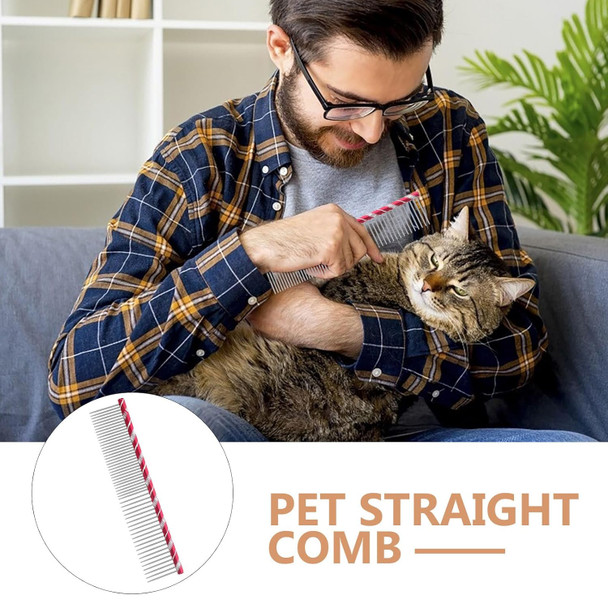 Pet Grooming Comb Dogs Cats Comb Stainless Steel (Rose Red)
