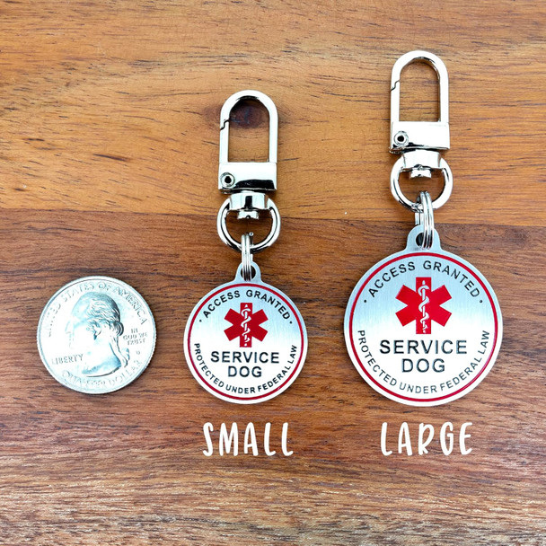 Service Dog Id Tag For Small & Large Dogs - Emotional Support Esa Medical Alert Collar Accessory - Durable Stainless Steel Service Animal Tag - Classic Service Tag In Silver Large