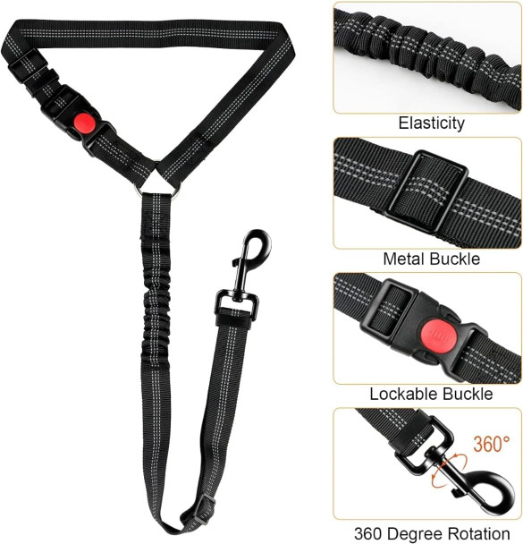2 Packs Dog Seat Belt Safety Straps Car Headrest Restraint Adjustable Nylon Fabric Dog Safety Leashes