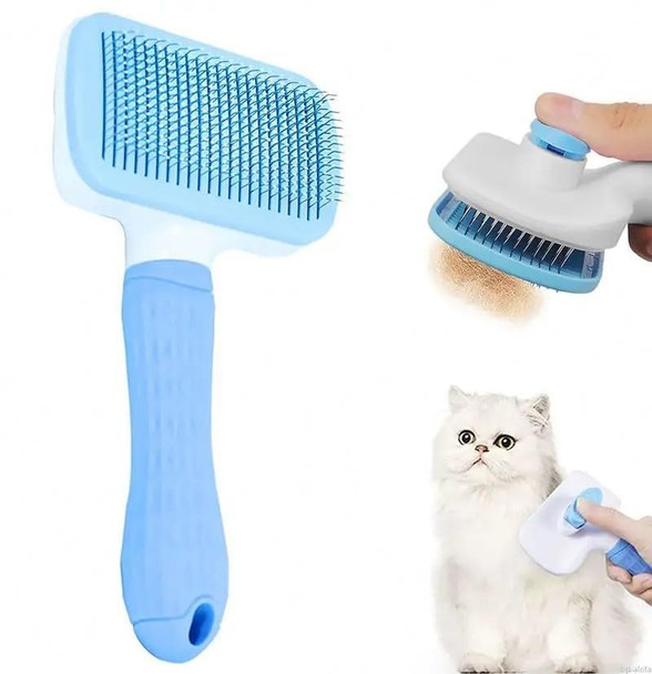 Short Haired Dog Shedding Brush - Premium Self-Cleaning Slicker Brush For Dogs - Best Dog Brush For Shedding - Grooming Long Hair & Short Hair Breeds - Retractable Dog Brush For Easy Cleaning