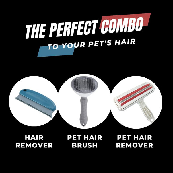 Pet Hair Removal Tool- 3 Pack Pet Lint Roller With Self Cleaning Brush & Multifunctional Cleaning Brush- Reusable Pet Hair Remover For Laundry, Furniture, Car & More- Fur Remover Tool For Dogs & Cats