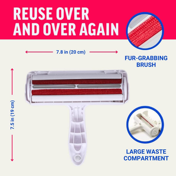 Pet Hair Removal Tool- 3 Pack Pet Lint Roller With Self Cleaning Brush & Multifunctional Cleaning Brush- Reusable Pet Hair Remover For Laundry, Furniture, Car & More- Fur Remover Tool For Dogs & Cats