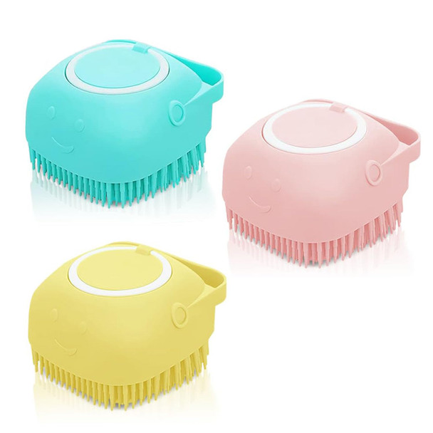 Dog Bathing Brushes With Soap Dispenser, Yubrong 3Pcs Silicone Massage Bath Brush For Grooming Dog And Cat, Soft Dog Shower Attachment For Pet Grooming Bathing Massage