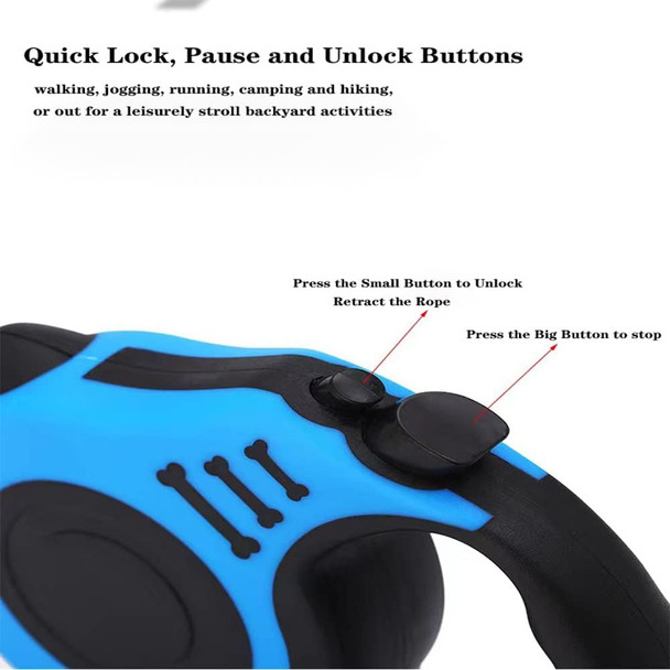 Chyix Pet Walking Leash With Anti-Slip Handle, Tangle-, Quick Lock, Pause And Unlock Buttons - Easy Roll-On With Your Thumb Only, Suitable For Small And Medium Pets(5M,Blue)