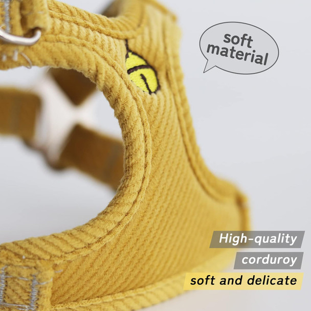 Miru Pochi Harness For Extra Small Dogs Cat With Leash Set Soft Adjustable No Pull Easy Walk No Choke Easy To Put On Kitten Puppy Harness With Padded Vest (Yellow S)