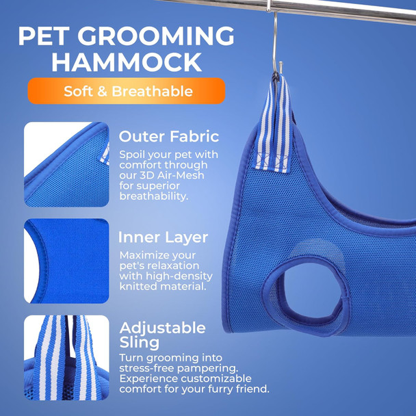 Comfortable Dog Grooming Hammock For Small Dogs And Cats - Nail Clippers/Trimmer Sling - Durable Pet Harness Restraint Bag - Promotes Pet Hygiene And Claw Care - Blue, Size S Comfortable Dog Grooming Hammock For Small Dogs And Cats - Nail Clippers/Trimmer Sling - Durable Pet Harness Restraint Bag - Promotes Pet Hygiene And Claw Care - Blue, Size S