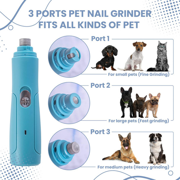 Professional Pet Dog Nail Grinder With High Speed 3 Ports 2 Sleeve Fits Different Pets. - The Dog Nail Clipper Best And Cat Small And Large. - Pet Grooming Kit Portable - Dog Supplies - Cat Products