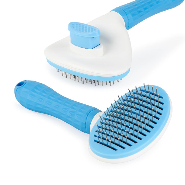 Self Cleaning Slicker Brush For Dogs And Cats - Effectively Reduces Shedding, Gently Removes Tangled Hair, Pet Brush For Grooming, Pet Massaging Tool. Ergonomic Handle Cat Brush Dog Brush By Sirius