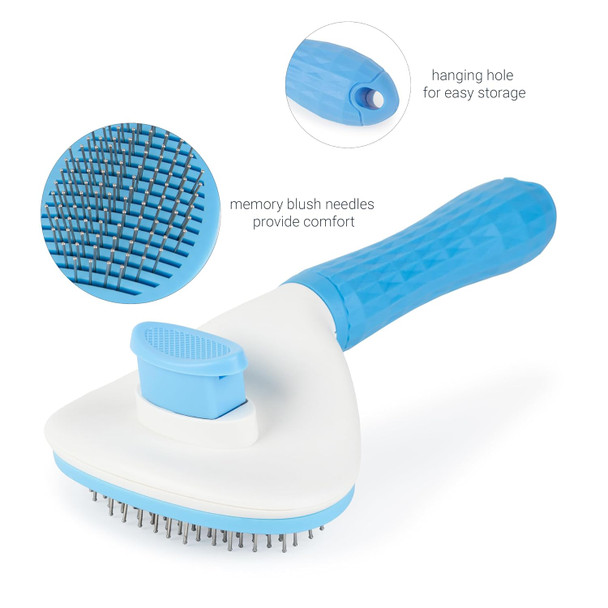 Self Cleaning Slicker Brush For Dogs And Cats - Effectively Reduces Shedding, Gently Removes Tangled Hair, Pet Brush For Grooming, Pet Massaging Tool. Ergonomic Handle Cat Brush Dog Brush By Sirius