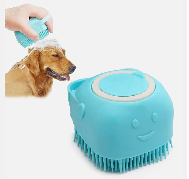 Rubber Pet Bath Brush. 2-In-1 Pet Grooming Brush For Bathing