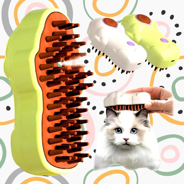 3-In-1 Steam Brush For Dogs & Cats - Ur-Ay Grooming Tool With Dual Functions, Moisturizer, Release Button, Water Reservoir - Dog, Cat, Pet Shedding & Dematting Steam Brush
