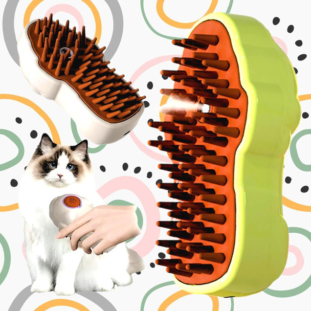 3-In-1 Steam Brush For Dogs & Cats - Ur-Ay Grooming Tool With Dual Functions, Moisturizer, Release Button, Water Reservoir - Dog, Cat, Pet Shedding & Dematting Steam Brush