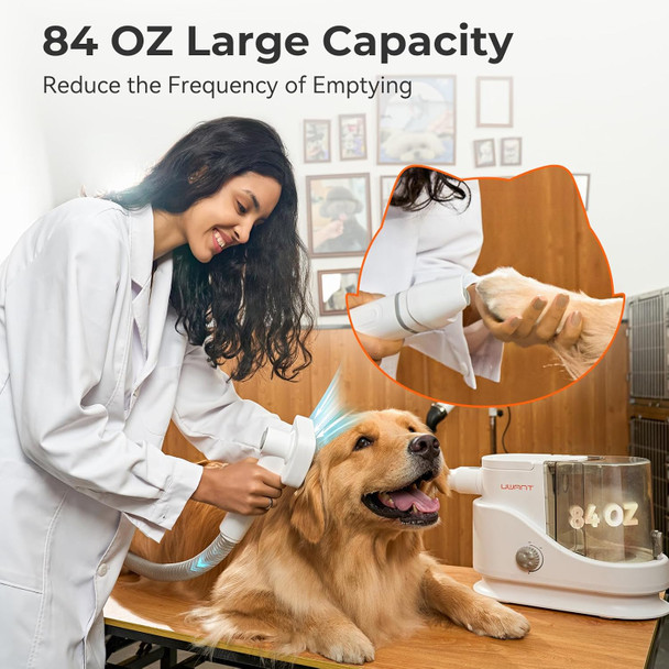 Uwant Dog Hair Vacuum & Dog Grooming Kit, 13K Pa Pet Vacuum, 84 Oz Capacity For Shedding Hair With 6 Pet Grooming Tools, Nail Grinder, P100, White And Gray