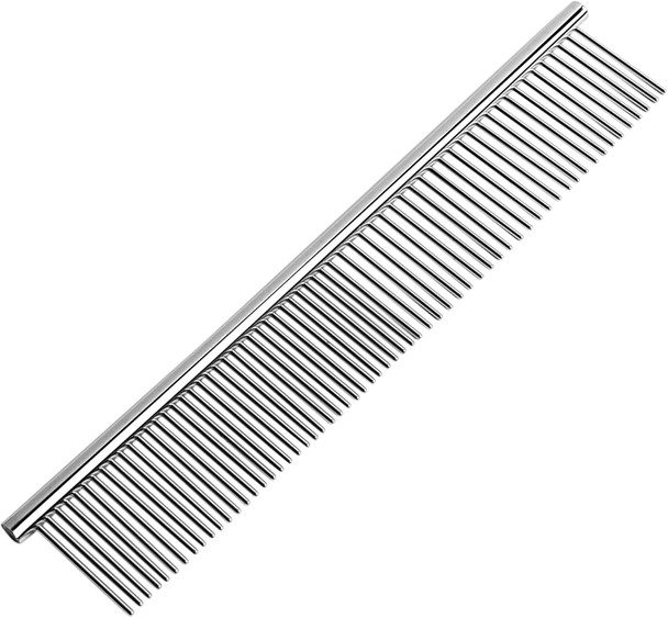 Uxcell Metal Dog Comb With Rounded Teeth, 1 Pack Pet Hair Care Tool Dog Grooming Comb For Removing Tangles And Knots, Pet Comb For Long And Short Haired Dogs And Cats, 7.3In
