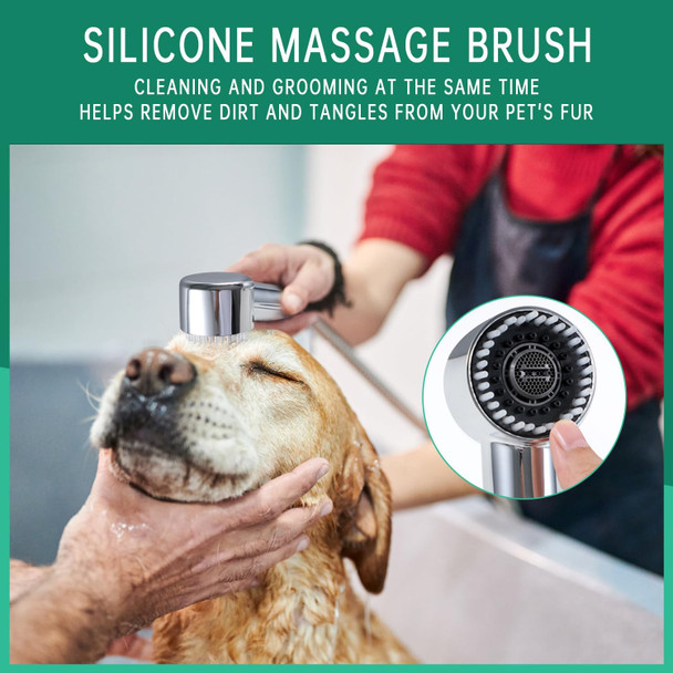3 Mode Dog Shower Attachment, High Pressure Handheld Sprayer With On/Off Switch, G1/2 Metal Shower Diverter, 100 Inches Stainless Steel Hose, No Drill Hook, For Indoor Pet Bathing And Washing