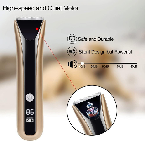 Dog Razor- Pet Beauty Scissors Set Low Noise Rechargeable Cordless Electric Mute Barber, Suitable For Dogs, Cats And Other Pets (Golden)