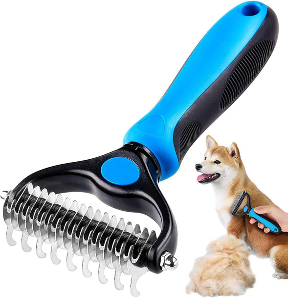 Undercoat Rake For Dogs Cats, Dog Shedding Brush For Long Haired Dogs, Double Sided Dog Deshedding Brush, Undercoat Brush For Dogs, Pet Grooming Brush For Dematting