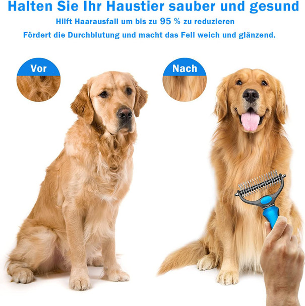 Undercoat Rake For Dogs Cats, Dog Shedding Brush For Long Haired Dogs, Double Sided Dog Deshedding Brush, Undercoat Brush For Dogs, Pet Grooming Brush For Dematting