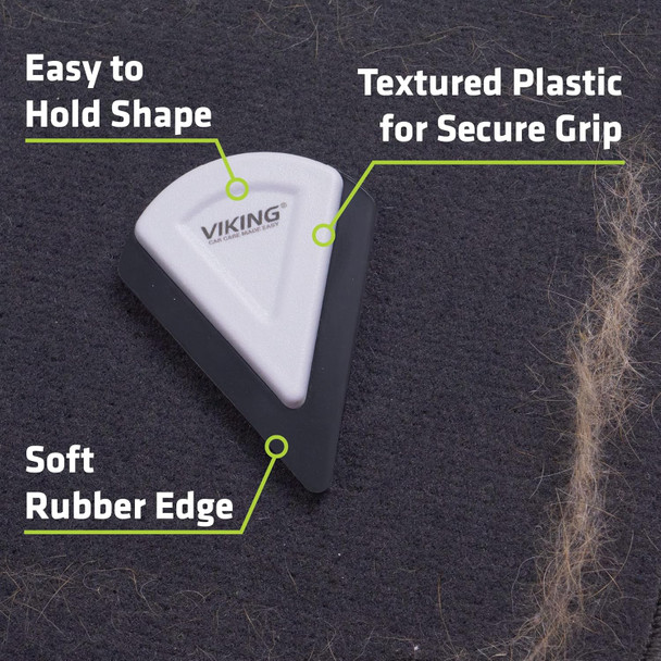 Viking Pet Hair Removal Tool, Cat And Dog Hair Remover For Car, House, Couch, Dog Bed, And Other Furniture, Fur Removal Tool, Grey, 4.6 Inch X 3.5 Inch