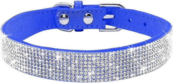 Haoyueer Rhinestone Dog Collar, Cute Dazzling Sparkling Soft Suede Leather Dog Cat Rhinestone Collar Crystal Diamond Pet Dog Puppy Collar (Xxs, Dark Blue) Haoyueer Rhinestone Dog Collar, Cute Dazzling Sparkling Soft Suede Leather Dog Cat Rhinestone Collar Crystal Diamond Pet Dog Puppy Collar (Xxs, Dark Blue)