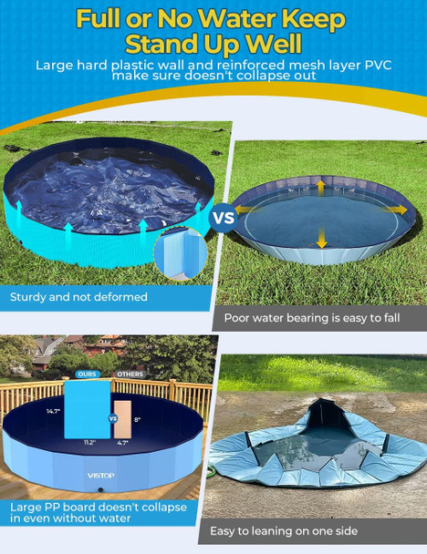 Vistop Jumbo Foldable Dog Pool, Hard Plastic Shell Portable Swimming Pool For Dogs Cats And Kids Pet Puppy Bathing Tub Collapsible Kiddie Pool (97Inch.D X 15.7Inch.H, Blue) Vistop Jumbo Foldable Dog Pool, Hard Plastic Shell Portable Swimming Pool For Dogs Cats And Kids Pet Puppy Bathing Tub Collapsible Kiddie Pool (97Inch.D X 15.7Inch.H, Blue)