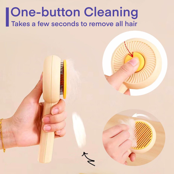 2 Pcs Cat Grooming Brushes, Pet Hair Cleaner Brush, Pet Massage Brushes For Cats Dogs With Self-Cleaning Button, Pet Shedding Brush For Removing Tangles Loose Fur